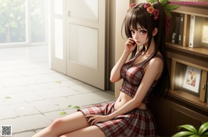 A girl with brown hair and a pink bow in her hair.